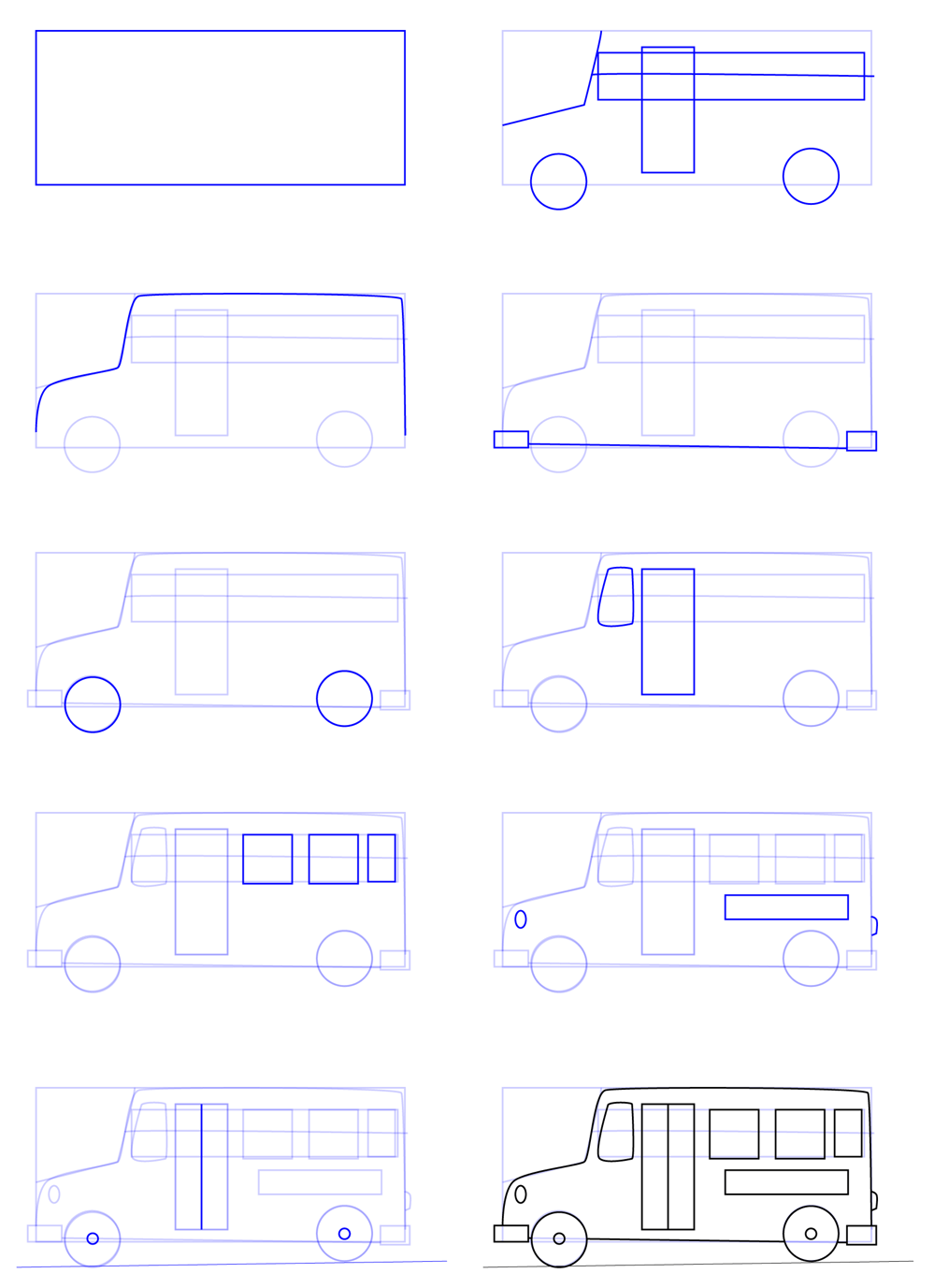 How to draw Draw a simple bus