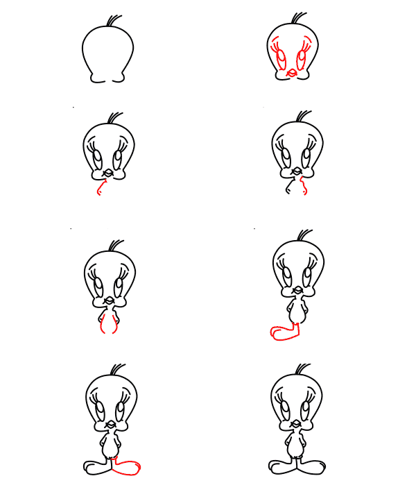 How to draw Draw Tweety Bird simply (2)