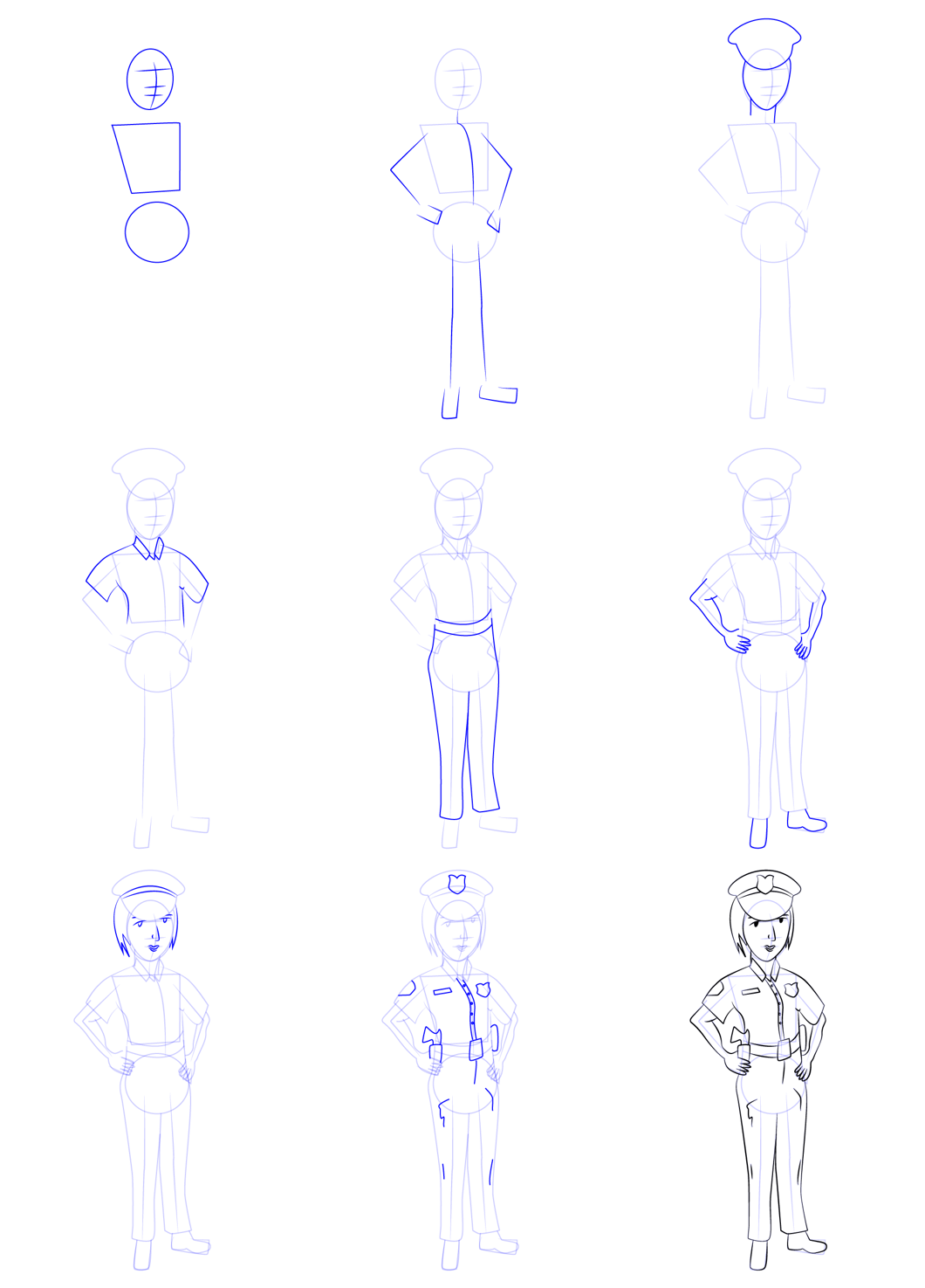 How to draw Drawing a simple police officer (2)