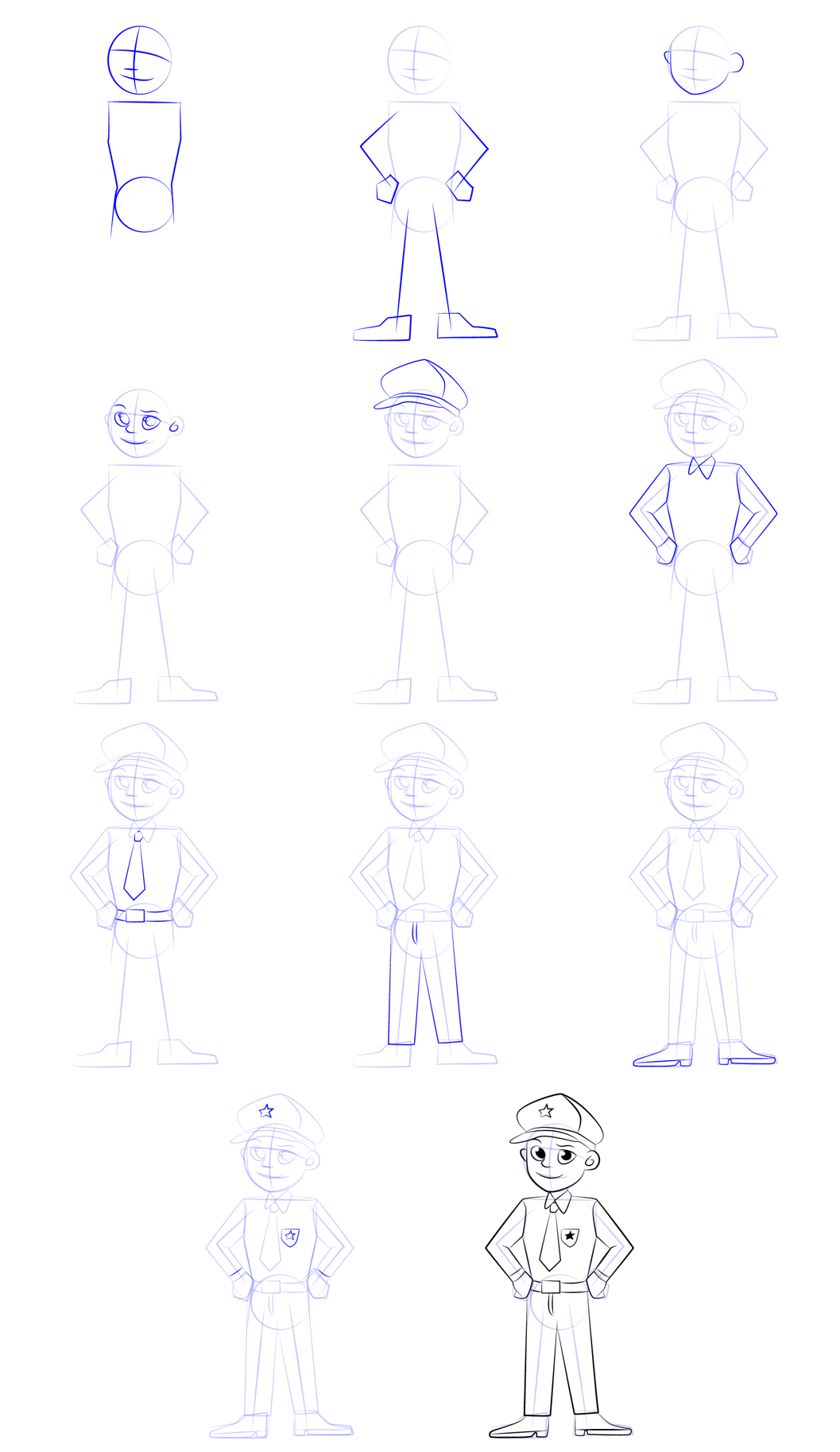 Drawing a simple police officer (3) Drawing Ideas