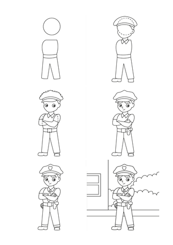 How to draw Drawing a simple police officer