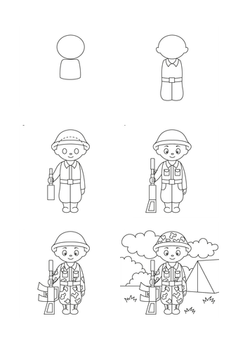 How to draw Drawing a simple soldier