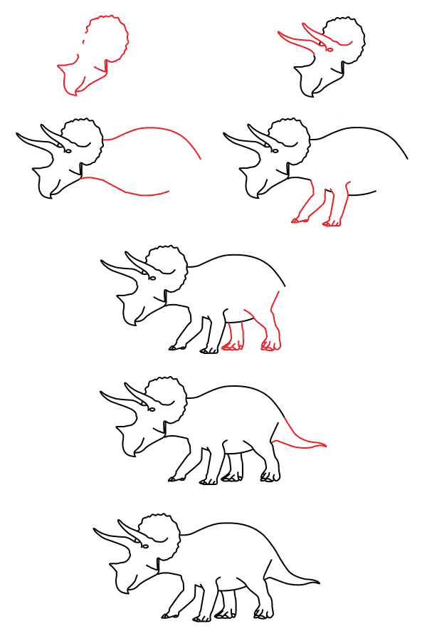 How to draw Drawing a simple Triceratops (2)