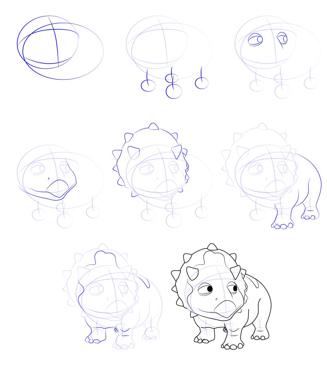 Drawing a simple Triceratops (3) Drawing Ideas