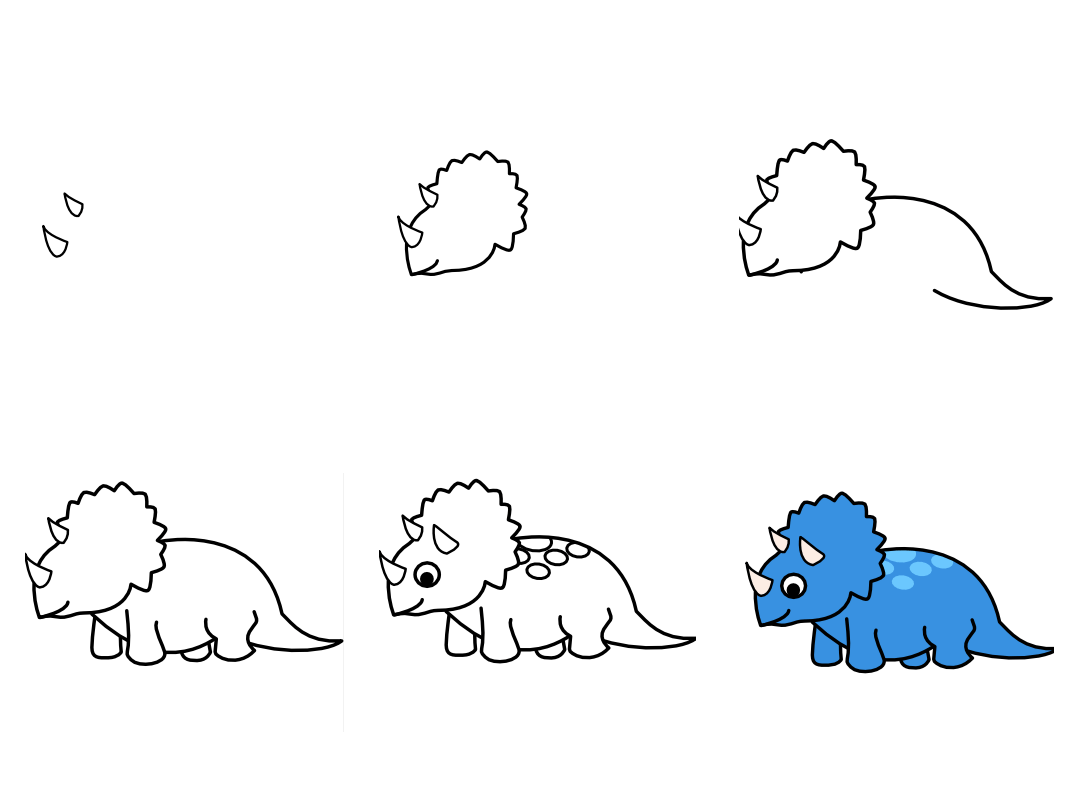 How to draw Drawing a simple Triceratops