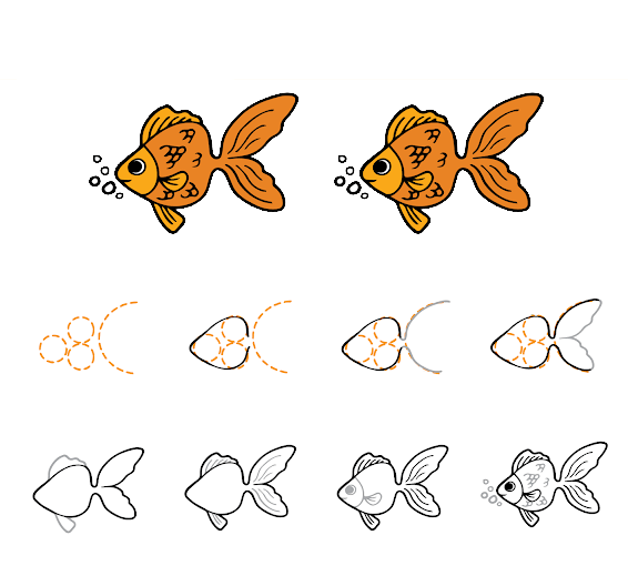 How to draw Drawing simple goldfish (2)