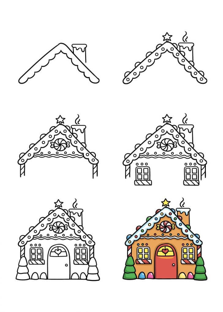 How to draw Gingerbread House