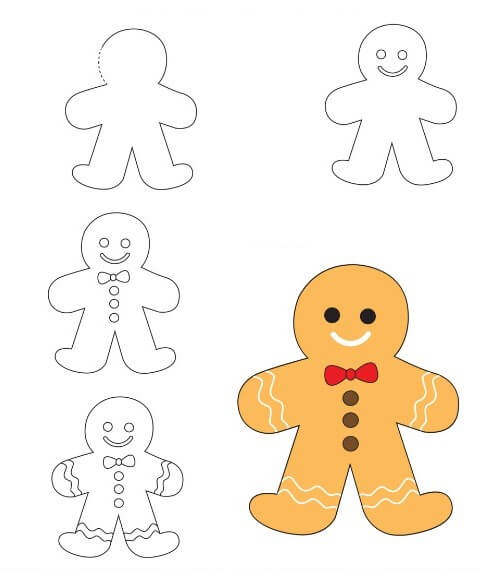 How to draw Gingerbread Man idea (11)