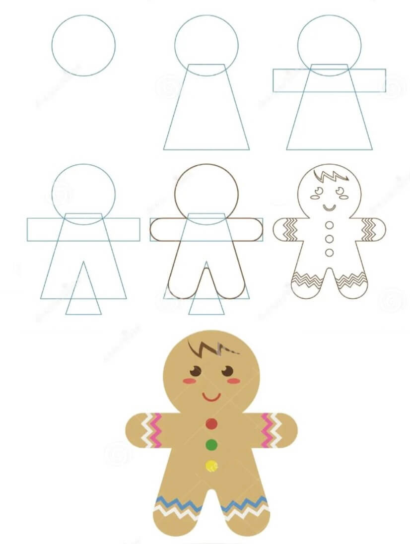 How to draw Gingerbread Man idea (12)