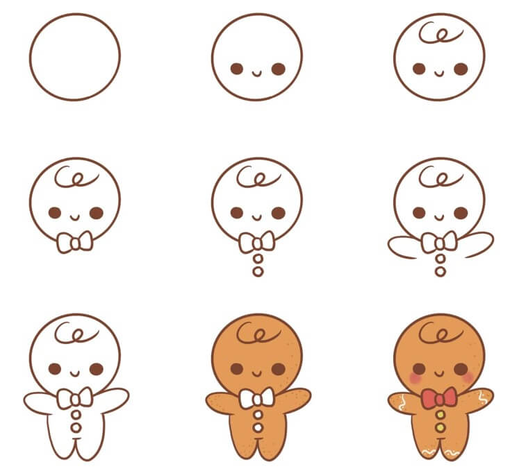 How to draw Gingerbread Man idea (15)