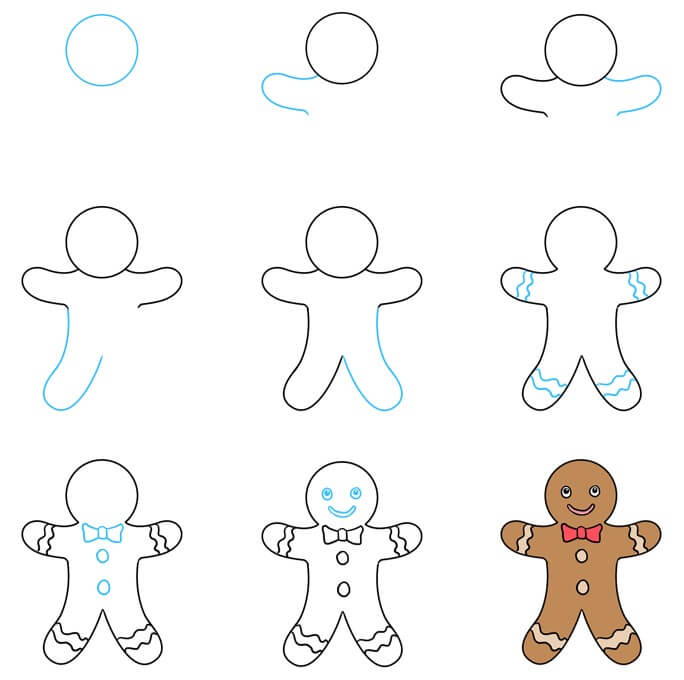 How to draw Gingerbread Man idea (16)