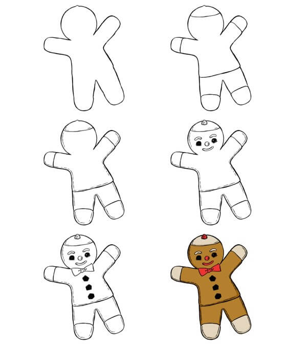 How to draw Gingerbread Man idea (18)