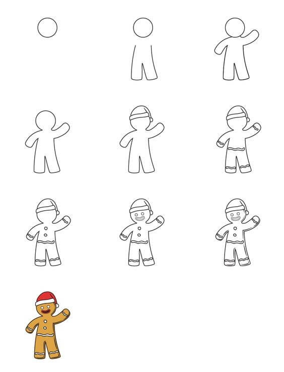 How to draw Gingerbread Man idea (2)