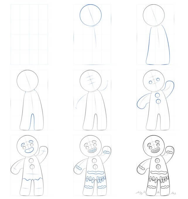 How to draw Gingerbread Man idea (22)