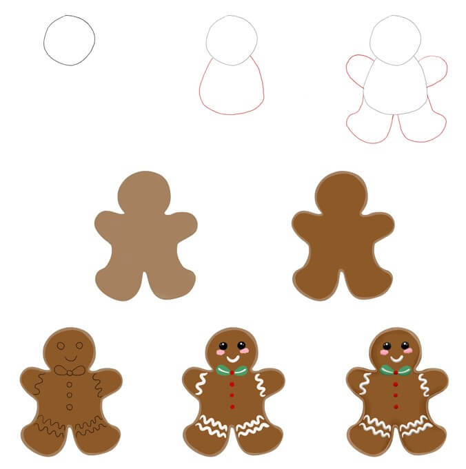 How to draw Gingerbread Man idea (23)