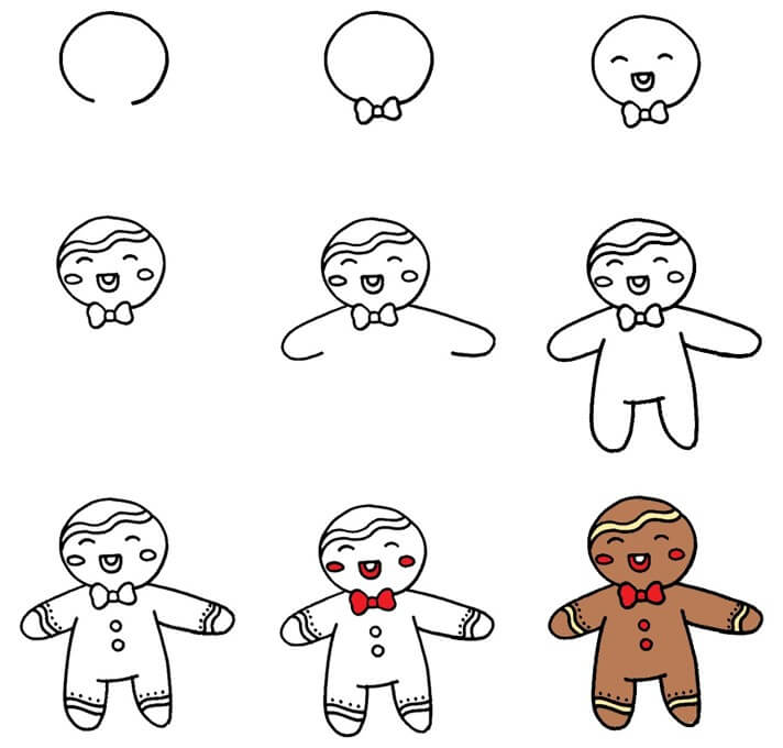 How to draw Gingerbread Man idea (26)