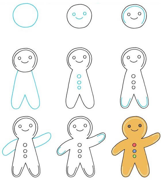 How to draw Gingerbread Man idea (5)