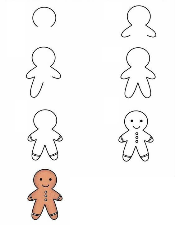 How to draw Gingerbread Man idea (6)