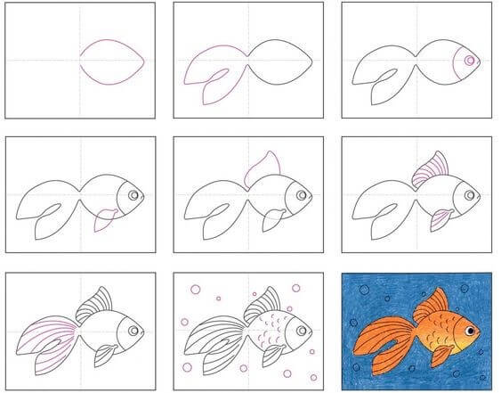 How to draw Goldfish idea (4)