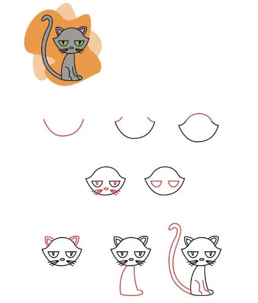 How to draw Halloween cat (4)