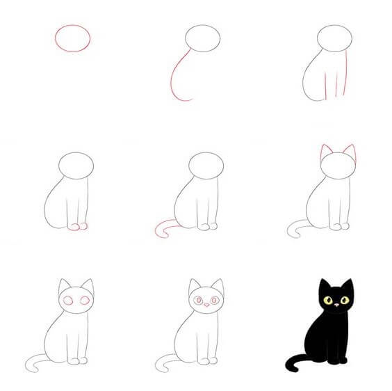 How to draw Halloween cat (5)