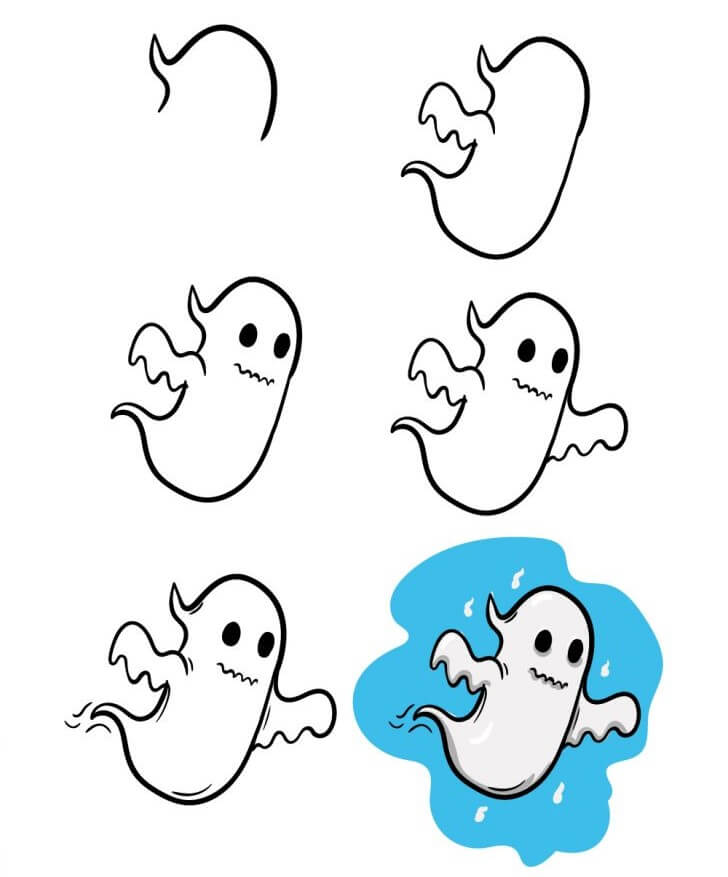 How to draw Halloween ghost (1)