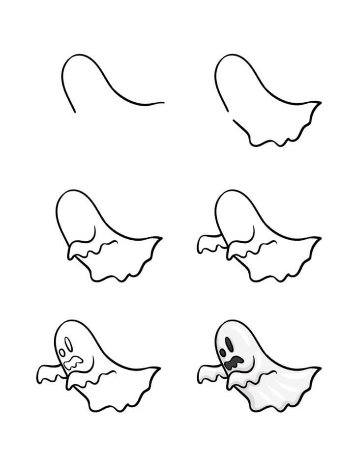 How to draw Halloween ghost (4)