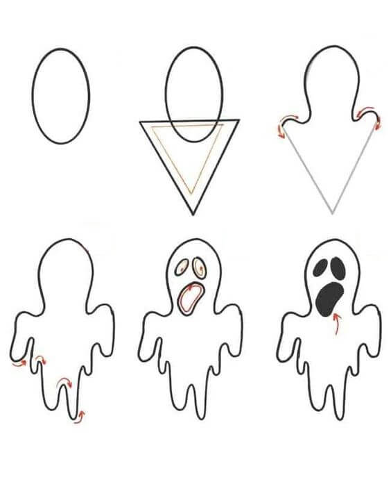 How to draw Halloween ghost (5)