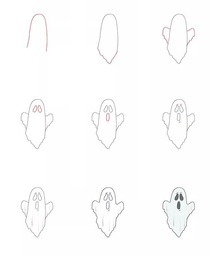 How to draw Halloween ghost (6)