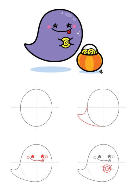 How to draw Halloween ghost (7)