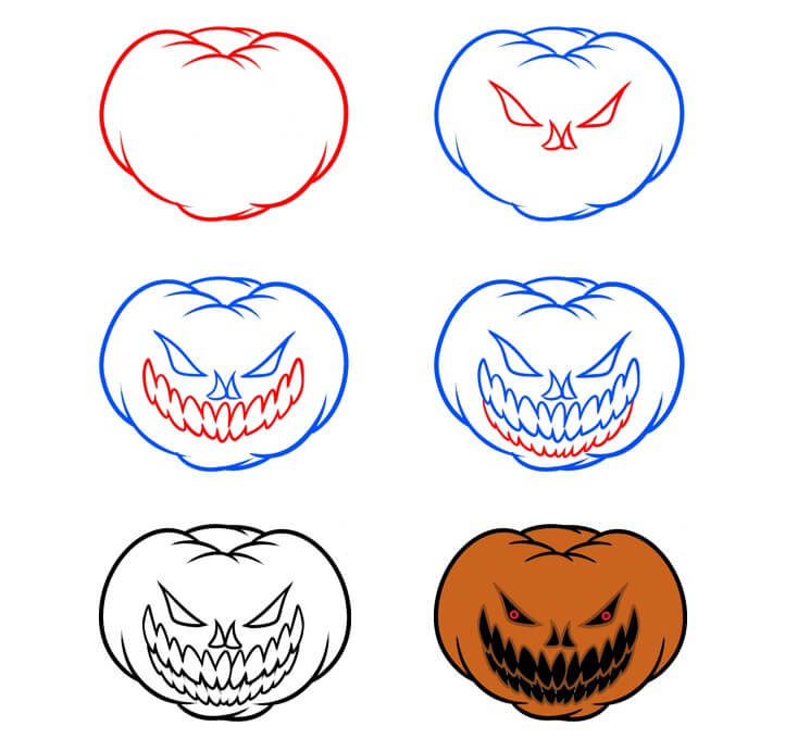 How to draw Halloween pumpkin (10)