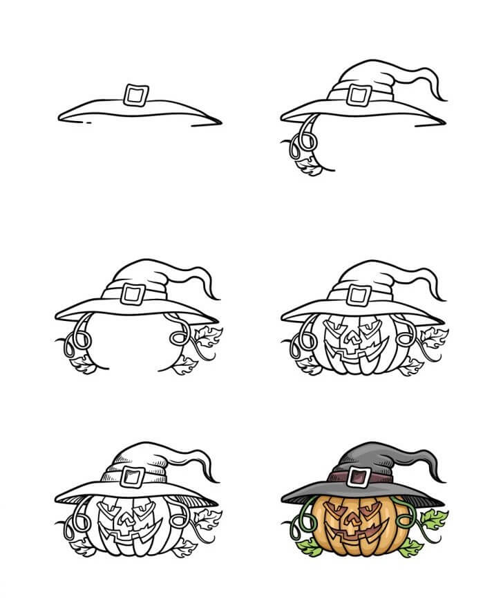 How to draw Halloween pumpkin (11)