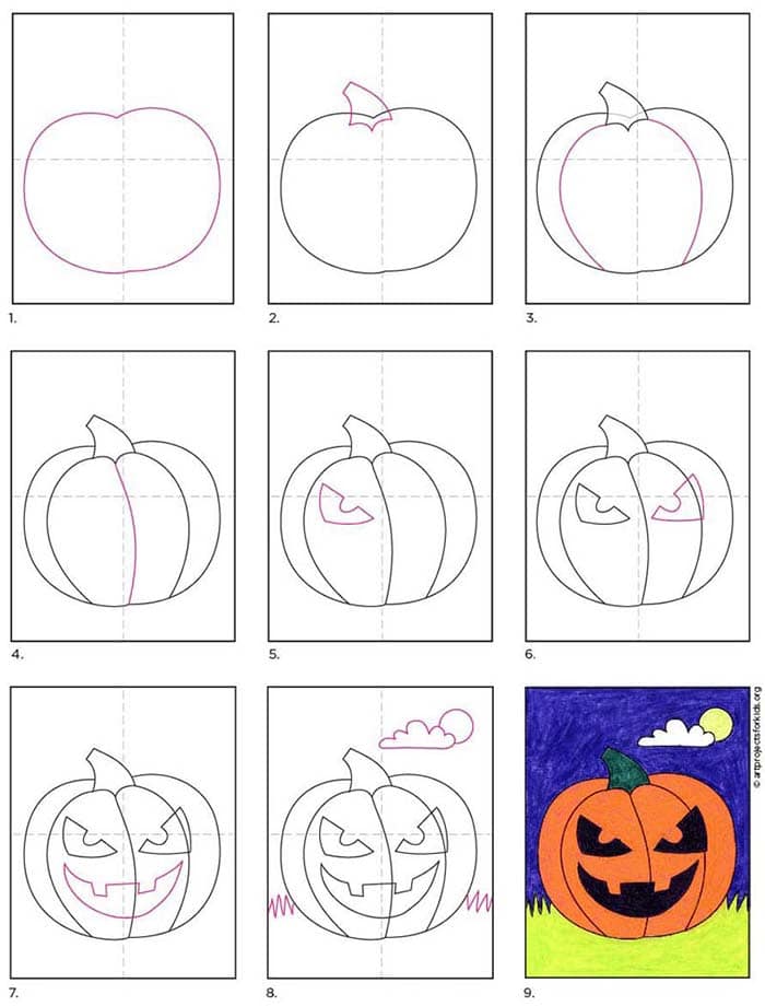 How to draw Halloween pumpkin (12)