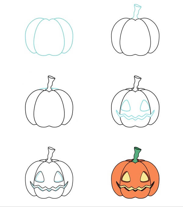 How to draw Halloween pumpkin (15)