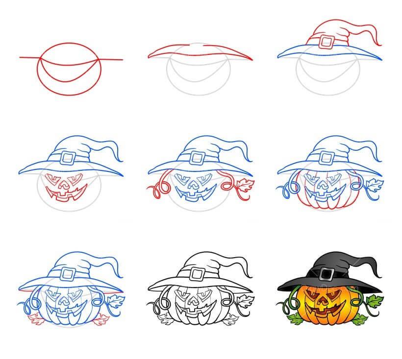 How to draw Halloween pumpkin (5)