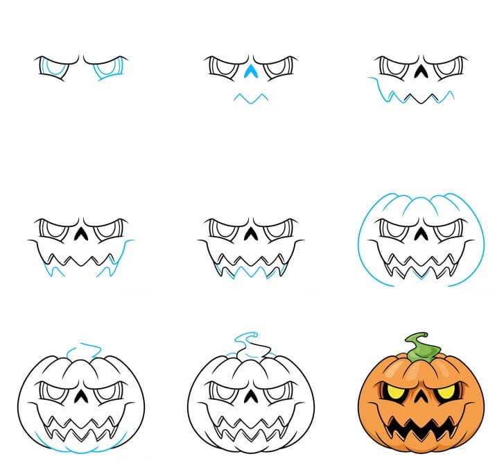 How to draw Halloween pumpkin (6)