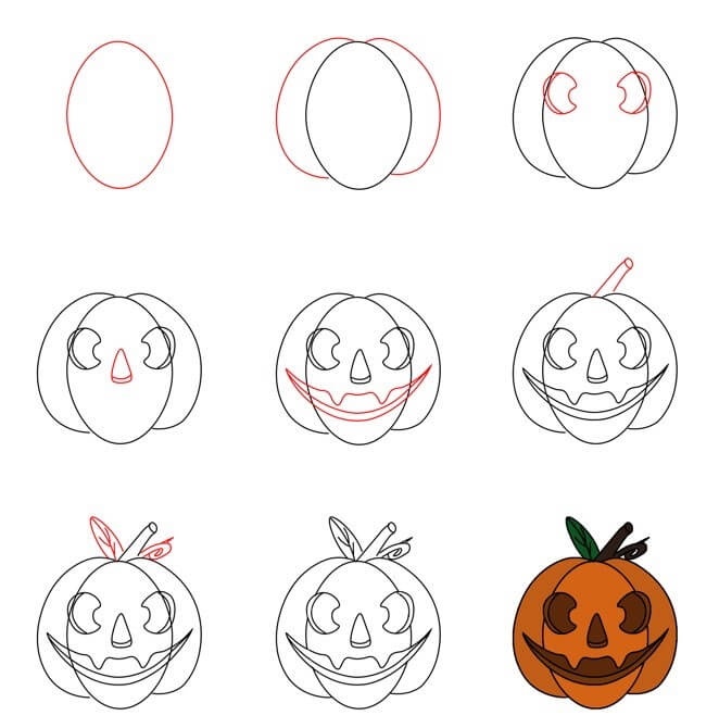 How to draw Halloween pumpkin (9)