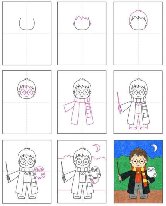 How to draw Harry potter idea (11)