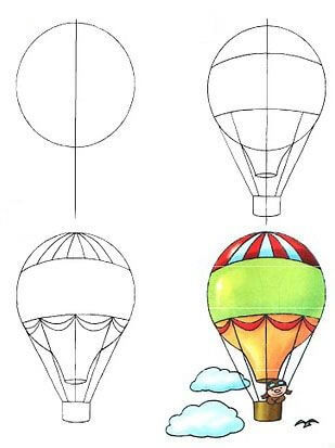 How to draw Hot air balloon idea (1)