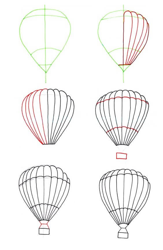 How to draw Hot air balloon idea (10)