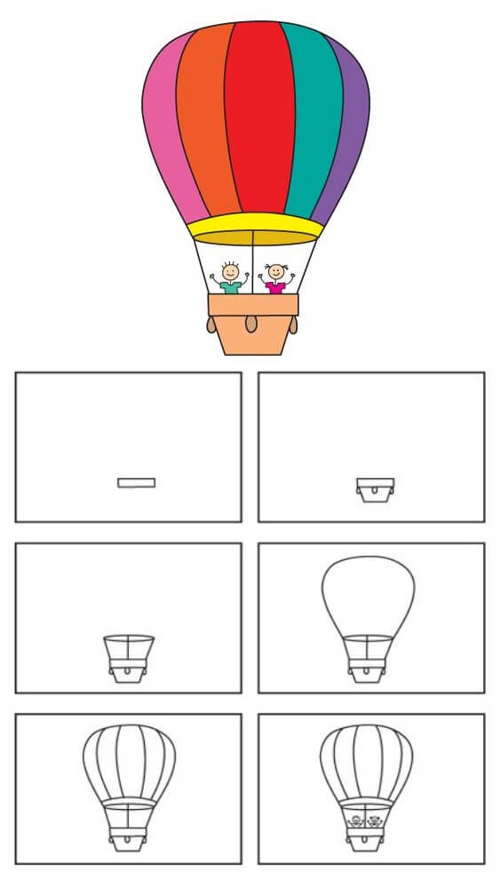 How to draw Hot air balloon idea (17)