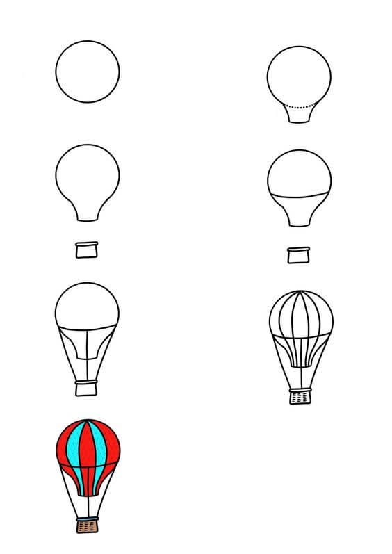 How to draw Hot air balloon idea (18)