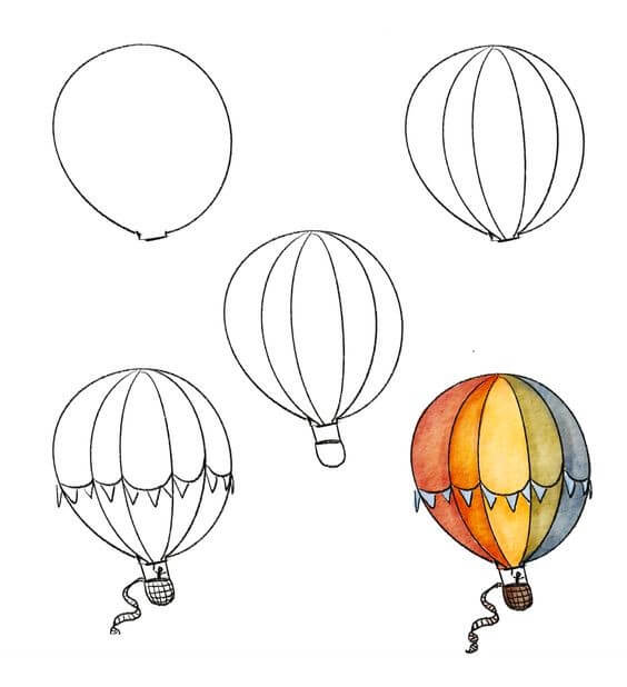 How to draw Hot air balloon idea (2)