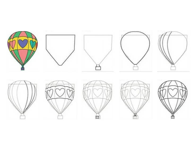 How to draw Hot air balloon idea (20)