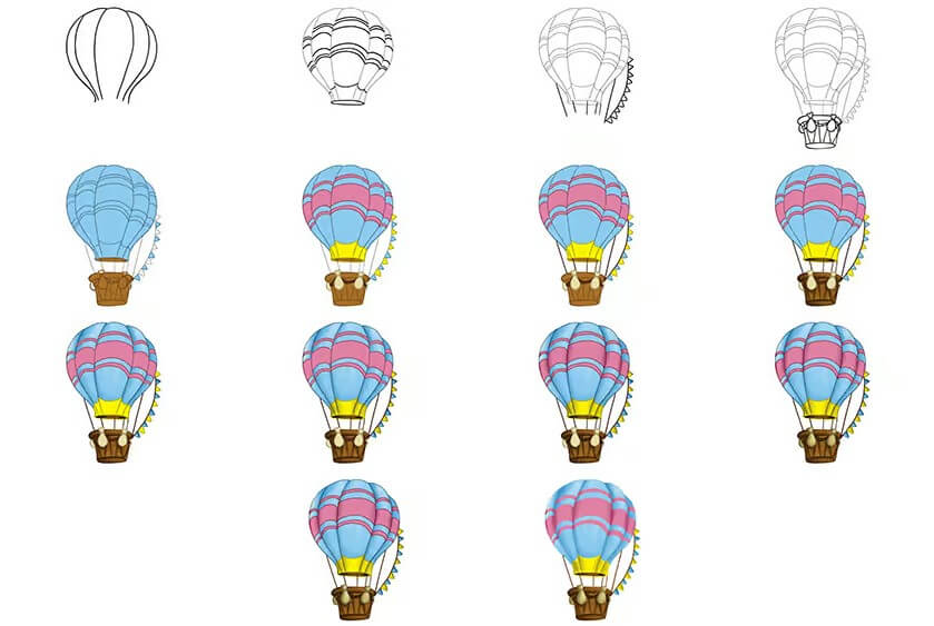 How to draw Hot air balloon idea (21)