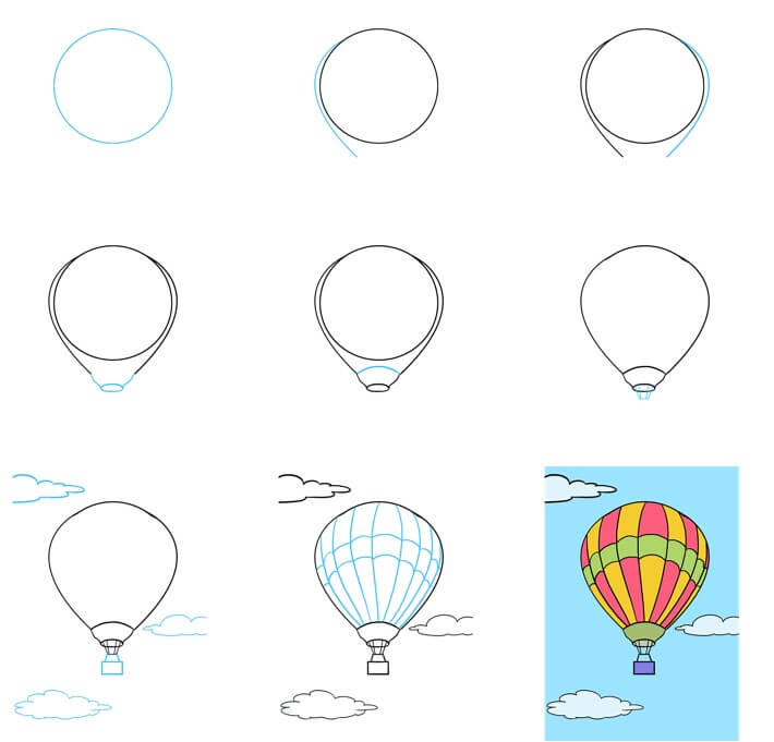 Hot air balloon Drawing Ideas