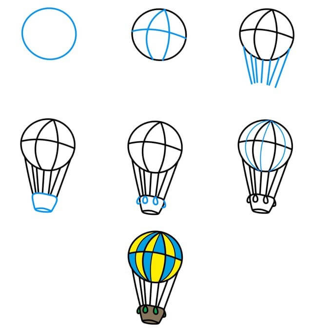 How to draw Hot air balloon idea (28)