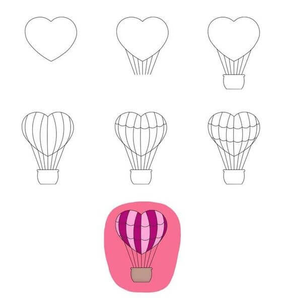 How to draw Hot air balloon idea (5)