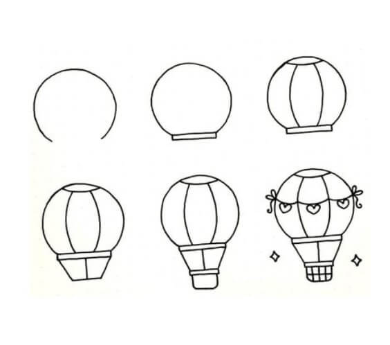 How to draw Hot air balloon idea (6)