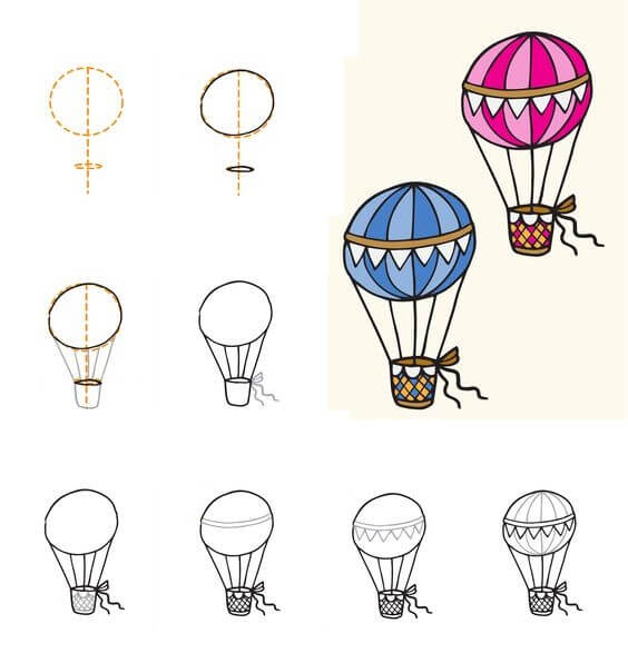 Hot air balloon idea (8) Drawing Ideas